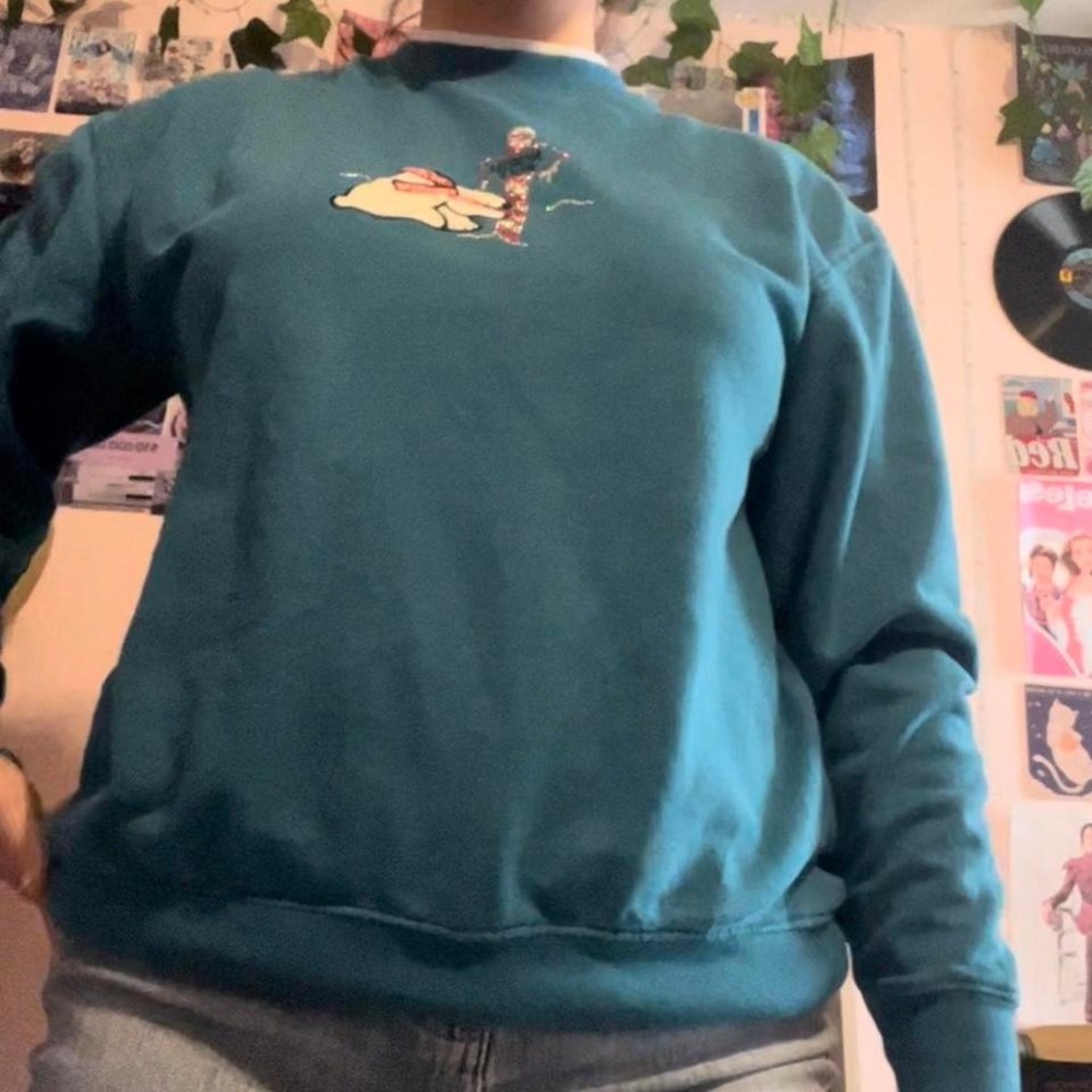 M&C sportswear vintage polar bear North Pole blue Christmas sweater size large